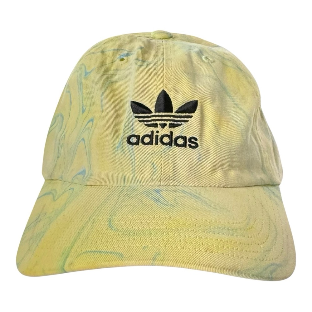 Adidas Originals Marbled Yellow Blue Trefoil Dad Hat Adjustable Cotton Cap